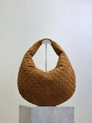 YSL 25S ICARINO 44 IN CARAMEL QUILTED SUEDE GOLD HARDWRE