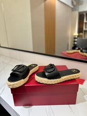 VLTN ESPADRILLE SLIDES 25S IN BLACK LAMBSKIN STYLE 11