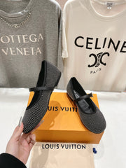 ROMY FLAT BALLERINA IN BLACK LAMBSKIN EMBELLISHED SILVER-TONED STUDS