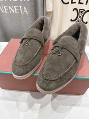LP 25S SUMMER CHARMS WALK LOAFERS IN CHARCOAL BROWN SUEDE AND FLEECE