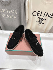 LP 25S SUMMER CHARMS WALK LOAFERS IN BLACK SUEDE AND FLEECE