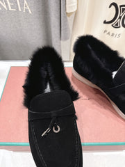 LP 25S SUMMER CHARMS WALK LOAFERS IN BLACK SUEDE AND FLEECE