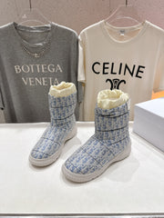 DIOR 25S ANKLE BOOTS IN BLUE FEATHER