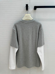 Gucci 25 Printed Long-sleeved T-shirt Gray Cotton