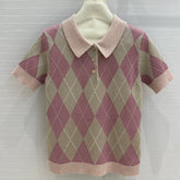 Gucci 25 Short-sleeved Knitted Sweater Pink Wool