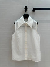 CC 25 Sleeveless Shirt White Silk Cotton Fabric