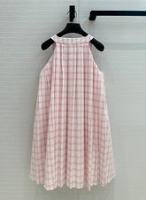 Loewe Plaid Suspender Skirt Pink Cotton