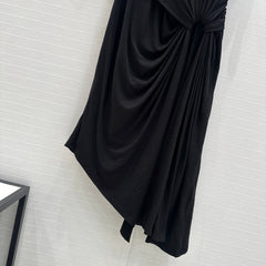 Loewe 25 Knotted Short-sleeved Dress Black Viscose