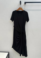 Loewe 25 Knotted Short-sleeved Dress Black Viscose