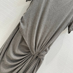 Loewe 25 Knotted Short-sleeved Dress Gray Viscose