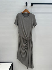 Loewe 25 Knotted Short-sleeved Dress Gray Viscose