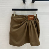 Loewe 25 Draped Skirt Khaki Brown Polyester Fiber