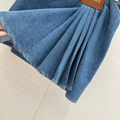 Loewe 25 Draped Denim Skirt Blue Cotton