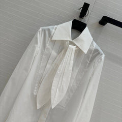 Loewe 25 Pleated Flower Knot Shirt White Cotton