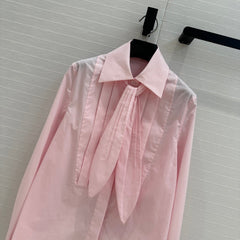 Loewe 25 Pleated Flower Knot Shirt Pink Cotton