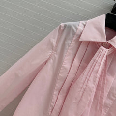 Loewe 25 Pleated Flower Knot Shirt Pink Cotton
