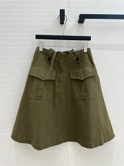 PRADA MOSS GREEN A-LINE SKIRT 264360