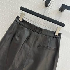 Loewe Draped Leather Skirt Black Lambskin