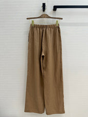 LP STRAIGHT-LEG LINEN PANTS IN BROWN