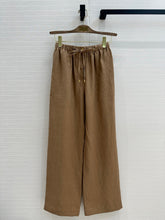 LP STRAIGHT-LEG LINEN PANTS IN BROWN