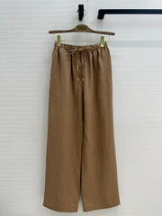 LP STRAIGHT-LEG LINEN PANTS IN BROWN