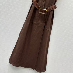 Loewe Sleeveless Long Skirt Brown Linen