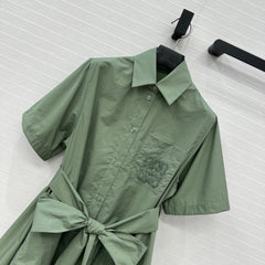 Loewe Short-sleeved Dress Green Cotton