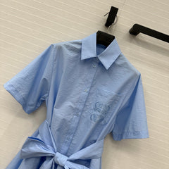 Loewe Short-sleeved Dress Blue Cotton