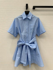 Loewe Short-sleeved Dress Blue Cotton