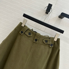 PRADA MOSS GREEN A-LINE SKIRT 264360