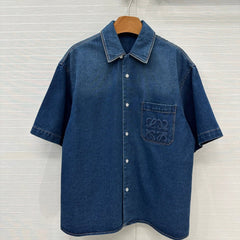 Loewe Denim Short-sleeved Shirt Blue Cotton
