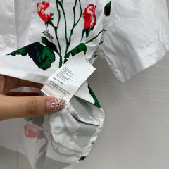 Loewe Rose Print Short-sleeved Shirt White Cotton