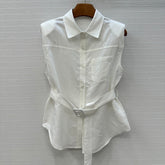 Loewe 25 Lace-up Waist Sleeveless Shirt White Linen