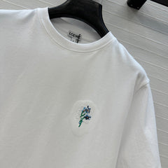 LOEWE WHITE EMBROIDERED LOGO T-SHIRT