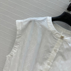 DIOR WHITE SLEEVELESS TOP WITH RUCHED WAIST