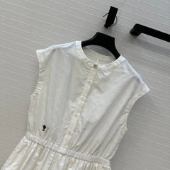 DIOR WHITE SLEEVELESS TOP WITH RUCHED WAIST