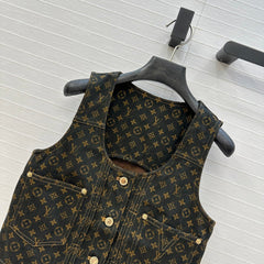LV DENIM SLEEVELESS TOP WITH LOGO 264405