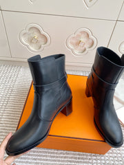 HM 25S FRENCHIE 50 ANKLE BOOT 50 MM IN BLACK LAMBSKIN WITH SILVER HARDWARE