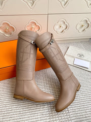 HM 25S JUMPING BOOTS IN LIGHT CARAMEL BROWN LAMBSKIN WITH SILVER HARDWARE
