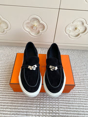 HM 25S SLIP-ON IN BLACK SUEDE WITH SILVER HARDWARE