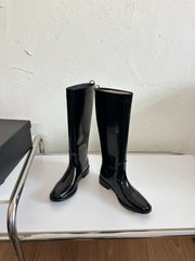 HUNT BOOTS IN BLACK GLAZED CALFSKIN