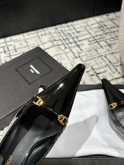 SL CARINE SLINGBACKS PUMP 45 BLACK CALFSKIN