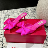 HIGH MULE IN BRIGHT PINK SILK