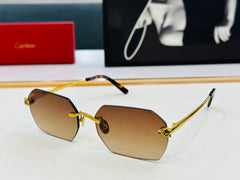 PANTHÈRE RIMLESS GEOMETRIC FRAME SUNGLASSES CT0504S IN METAL