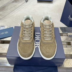 DIOR 25S B27 UPTOWN LOW-TOP SNEAKERS IN OLIVE BROWN CALFSKIN STYLE 5
