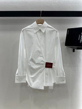 LOEWE WHITE LONG SLEEVE SHIRT WITH PLEATED WAIST