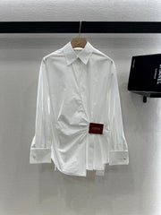 LOEWE WHITE LONG SLEEVE SHIRT WITH PLEATED WAIST