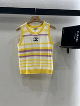 CHANEL STRIPED SLEEVELESS KNIT TOP 263403