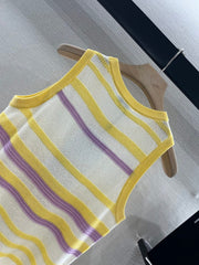 CHANEL STRIPED SLEEVELESS KNIT TOP 263403