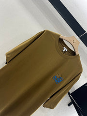 LOEWE BROWN T-SHIRT WITH EMBROIDERED LOGO